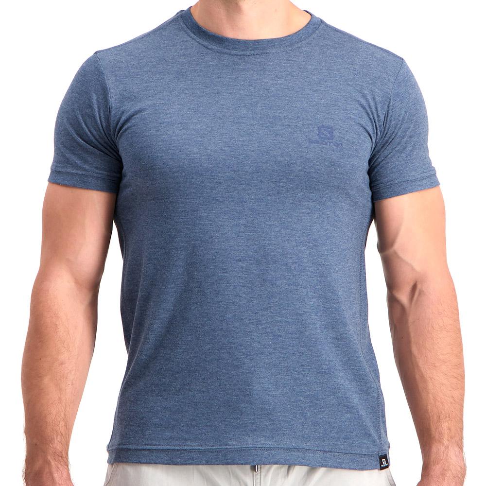 SALOMON EXPLORER SS M Philippines - Men's Tee Shirt - Dark Denim | 145679-POQ